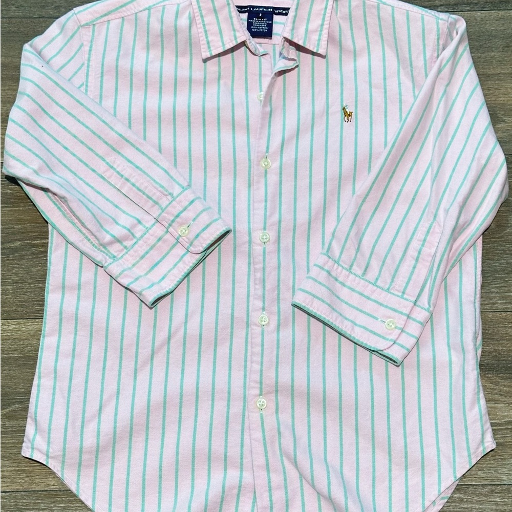 Ralph Lauren Pastel Pink and Green Striped Shirt